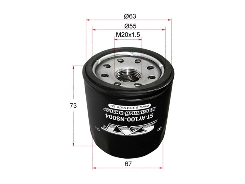 Фильтр масляный NISSAN QG#, MR20DE, QR20,25, SR20,VQ 20,25, HR#, SAT ST-AY100-NS004