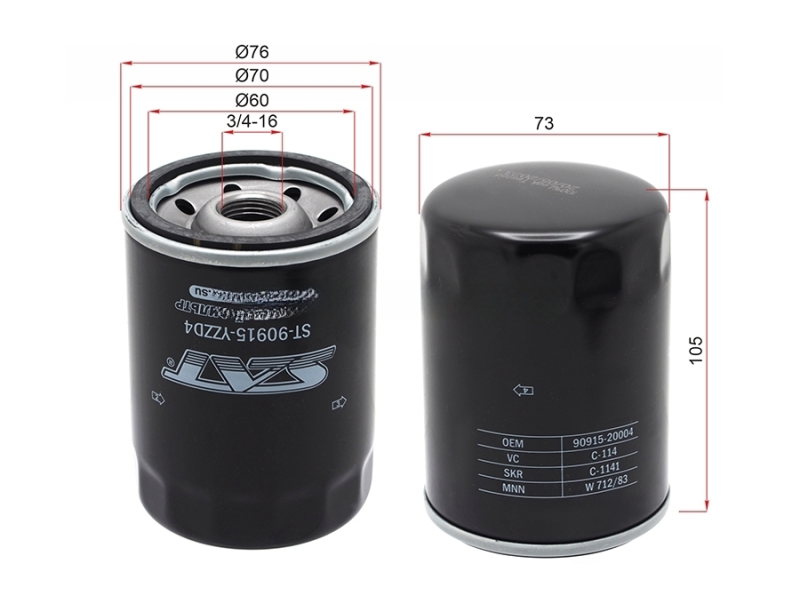 Фильтр масляный TOYOTA #UZFE,1FZFE 92-, SAT ST-90915-YZZD4