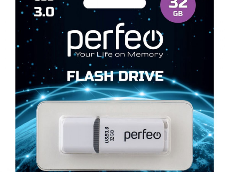 Флеш-диск 32GB Perfeo C12, USB 3.0, белая