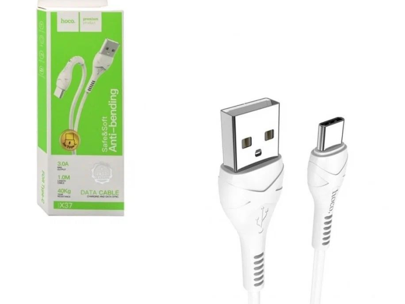 Кабель USB TYPE-C 1.0м, HOCO X37, 3А, белый
