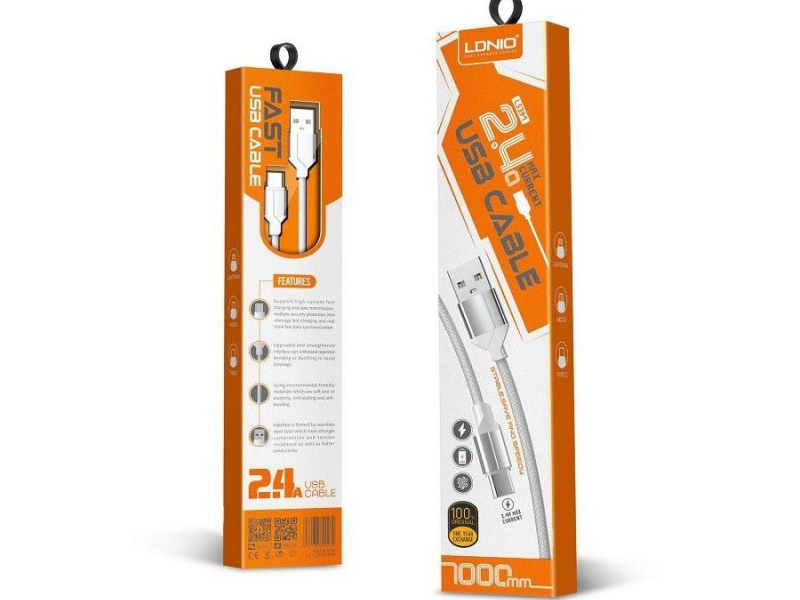 Кабель USB Type-C 1.0M LDNIO LS361, 2.1A, белый